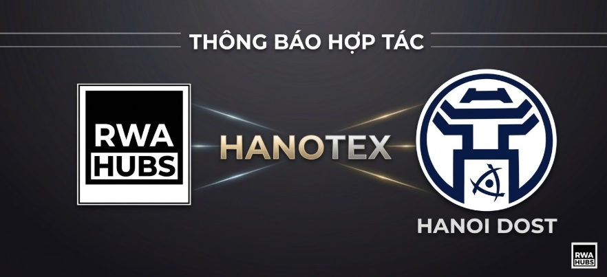Banner chính thức hợp tác giữa RWA Hubs và Sở Khoa học và Công nghệ Hà Nội.